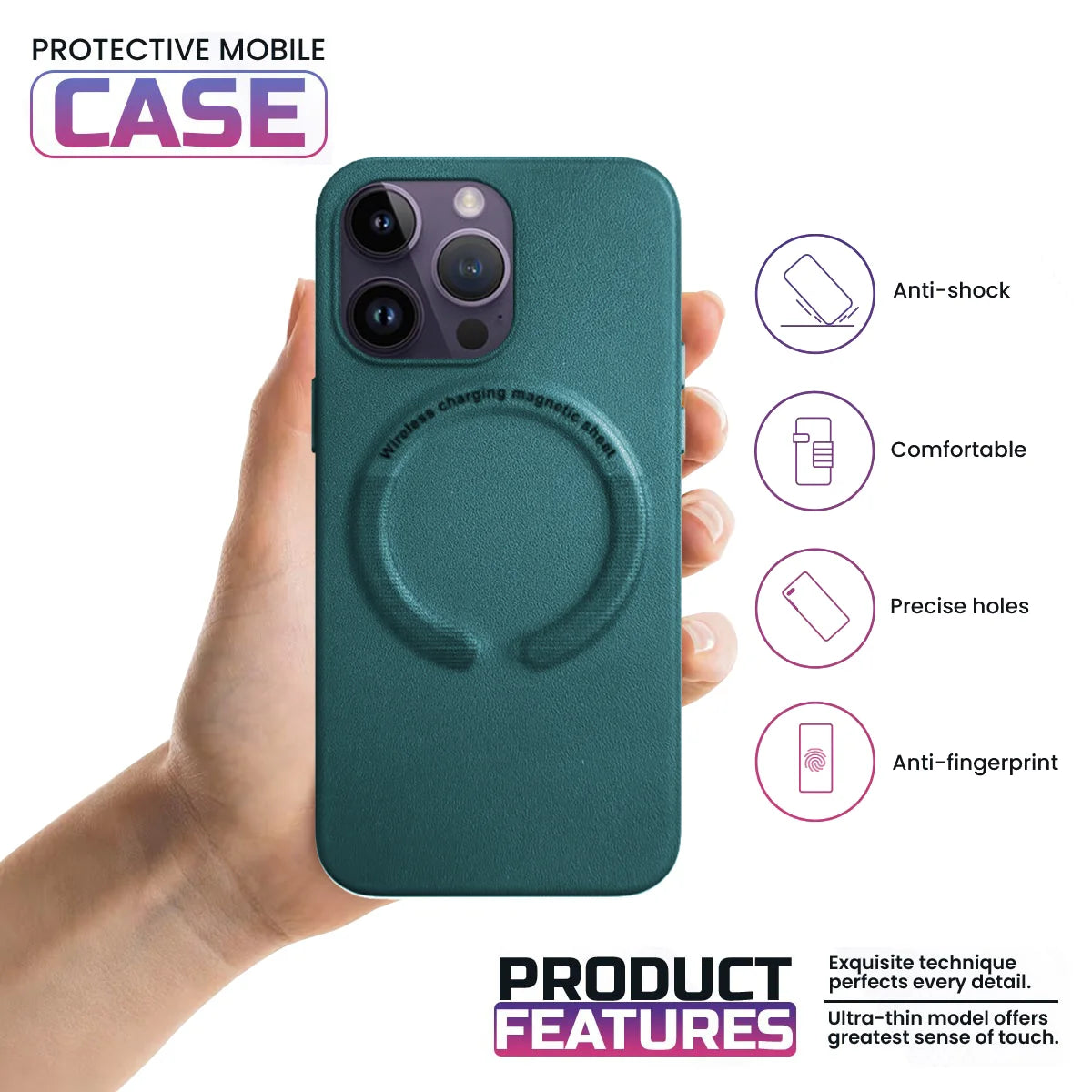 iPhone Leather Magsafe Case - Sea Green iPhone 15 Pro