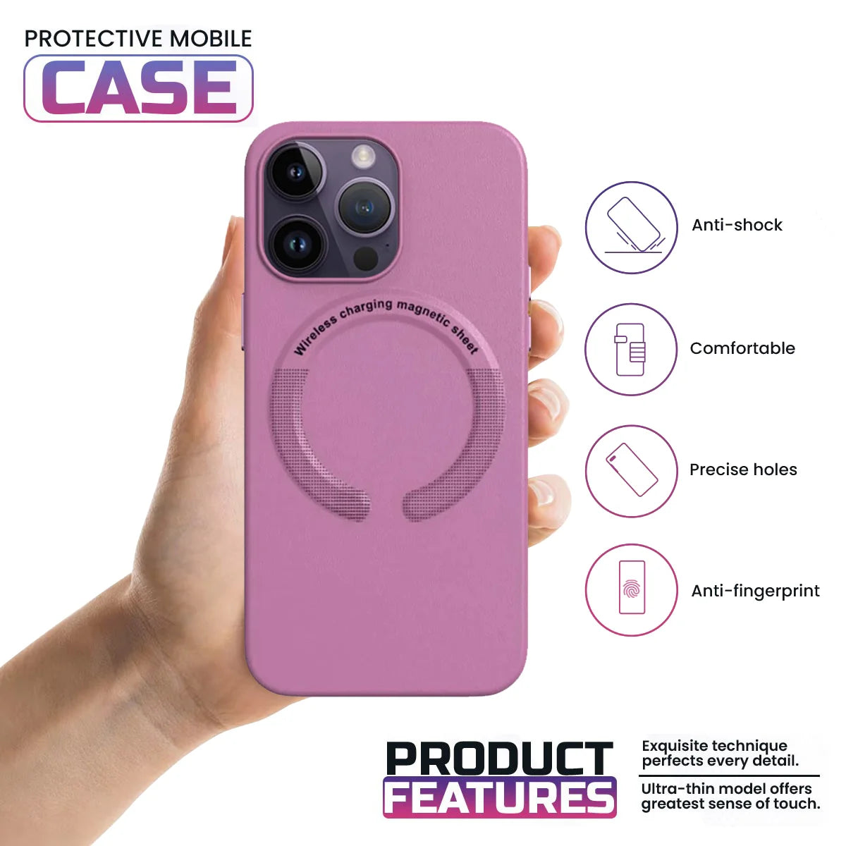 iPhone Leather Magsafe Case - Berry Pink