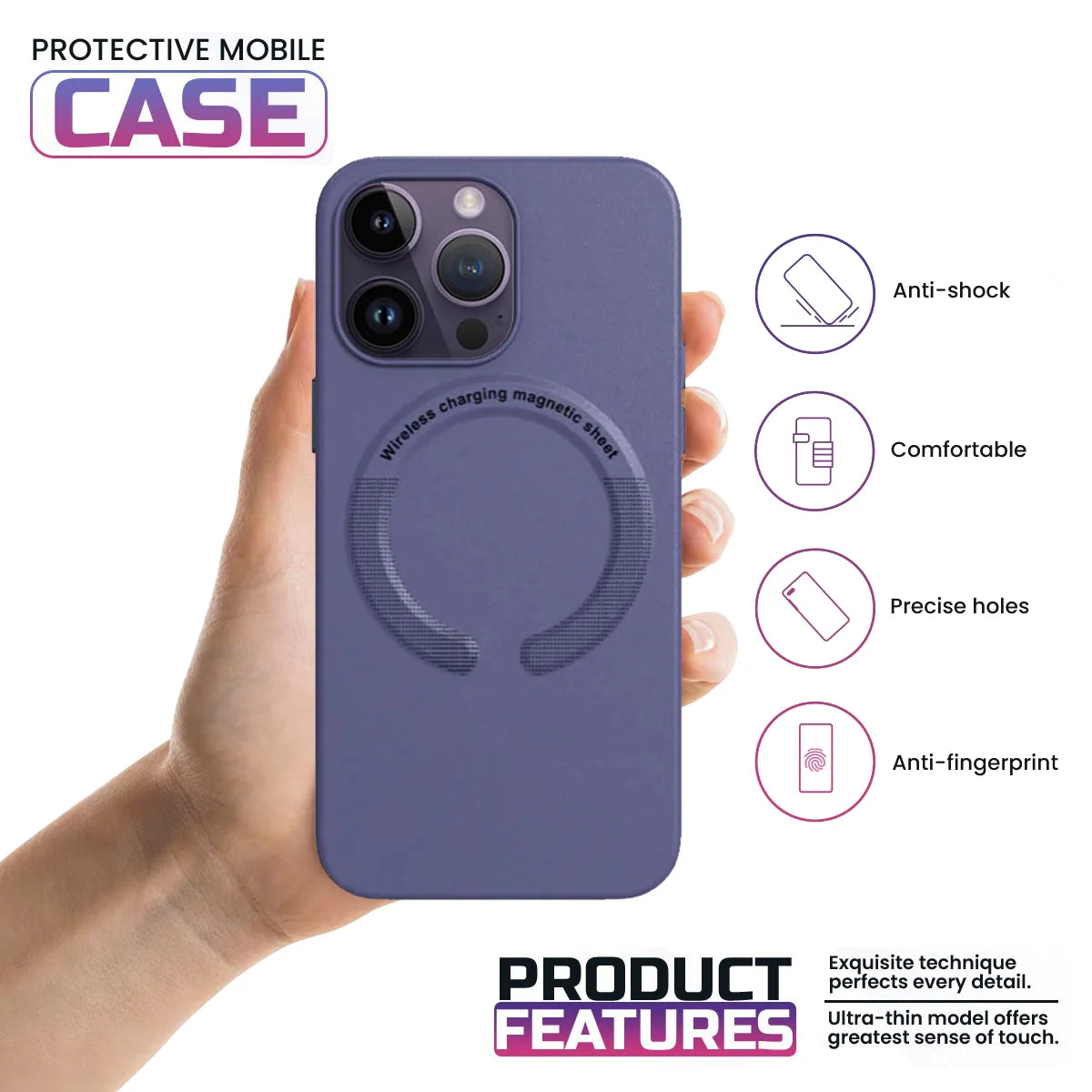 iPhone Leather Magsafe Case -Deep Purple iPhone 14