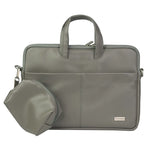 Spacething Helios Leather Laptop Bag With Free Tech Organiser Pouch | 13-14" Inches - Grey