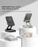 3-In-1Foldable Qi2-Certified Magsafe-Compatible Wireless Charger ( Titanium Grey )