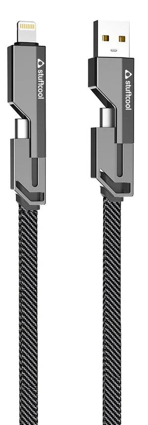 Quad Pro 4 in 1 Indestructible Cable 60W with lightning to type C, type C to C, lightning to USB A