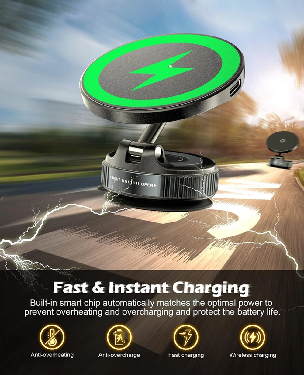 Vacuum Suction Magnetic Phone Mount 360ยฐ
