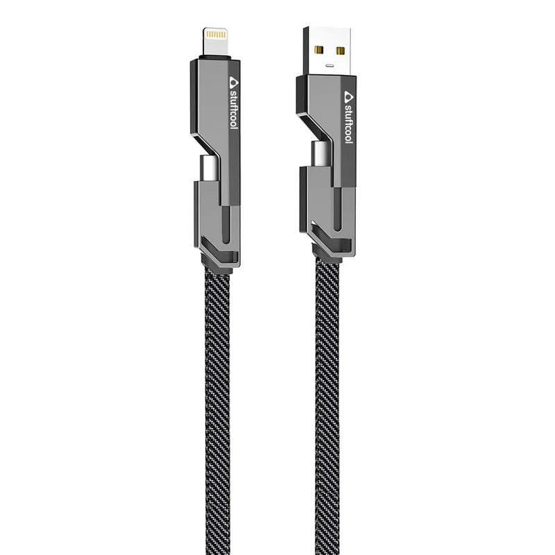 Quad Pro 4 in 1 Indestructible Cable 60W with lightning to type C, type C to C, lightning to USB A