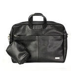 Spacething Helios Leather Laptop Bag With Free Tech Organiser Pouch | 15-16" Inches - Black