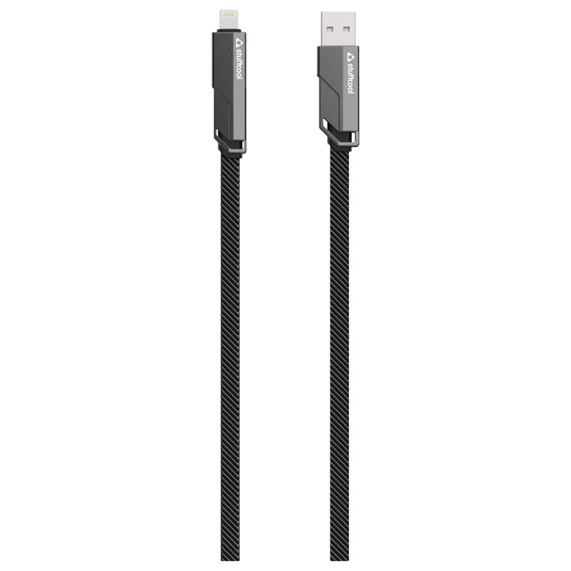 Quad Pro 4 in 1 Indestructible Cable 60W with lightning to type C, type C to C, lightning to USB A