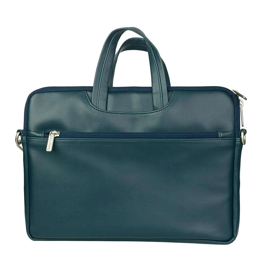 Spacething Helios Leather Laptop Bag With Free Tech Organiser Pouch | 13-14" Inches - Blue