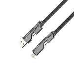 Quad Pro 4 in 1 Indestructible Cable 60W with lightning to type C, type C to C, lightning to USB A