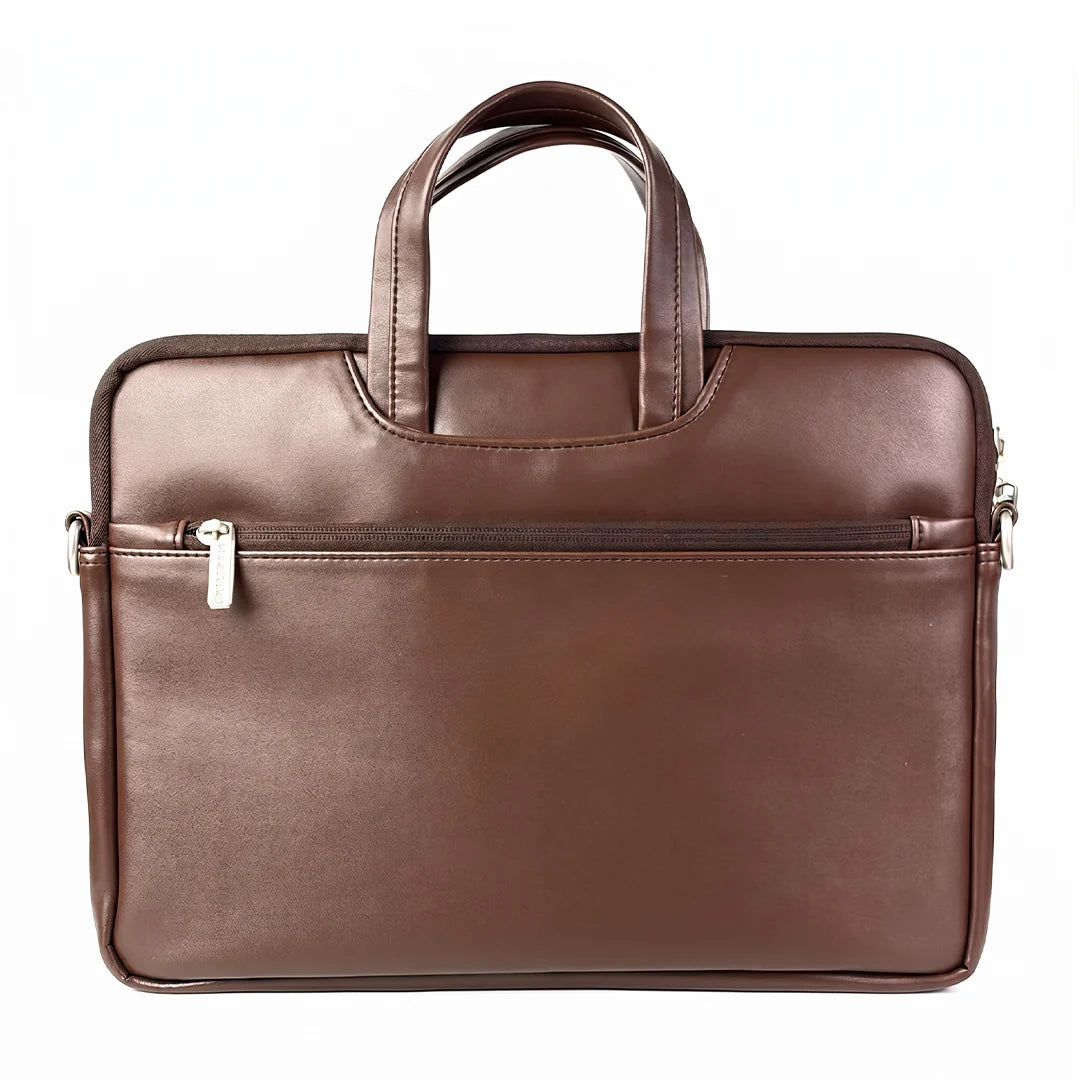 Spacething Helios Leather Laptop Bag With Free Tech Organiser Pouch | 13-14" Inches - Brown