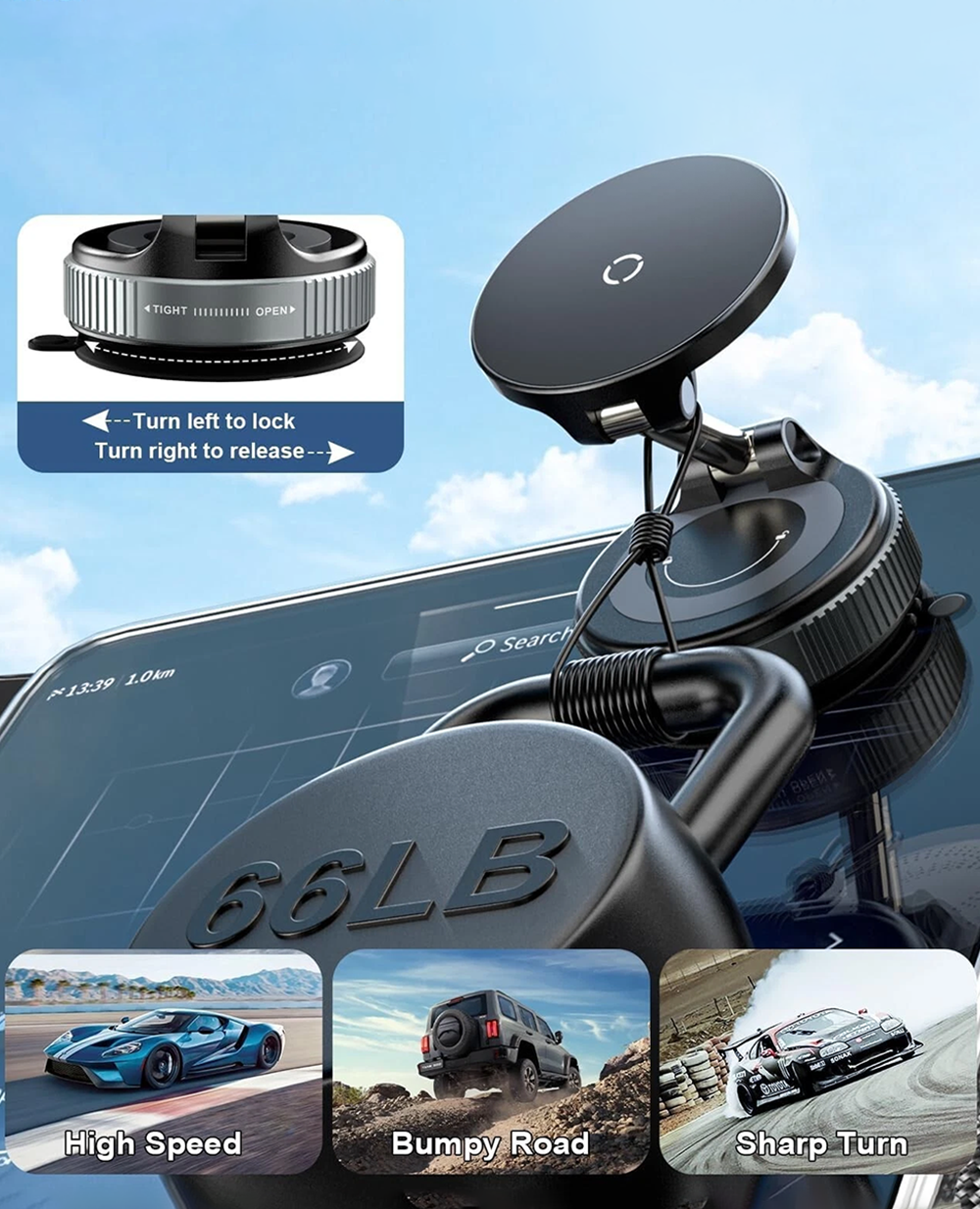 Vacuum Suction Magnetic Phone Mount 360ยฐ