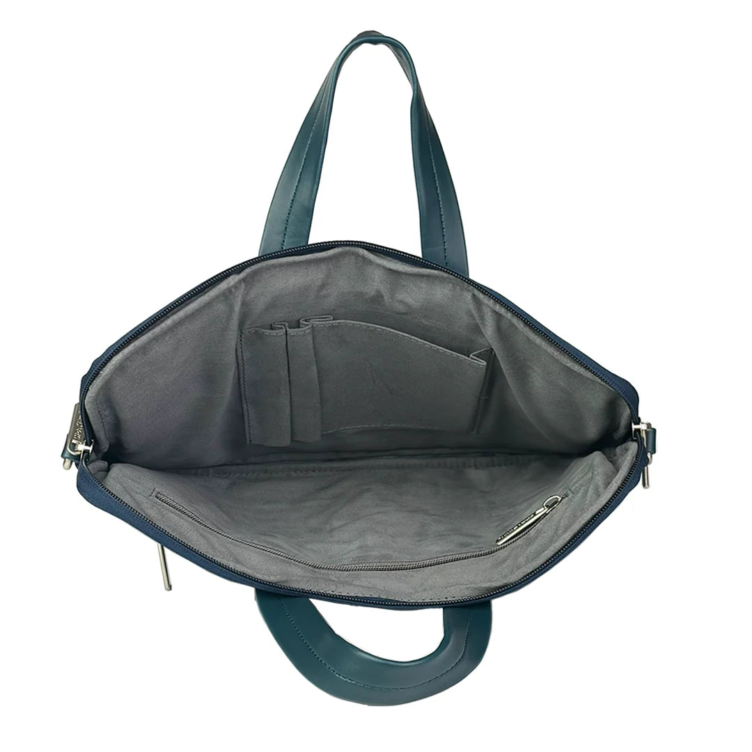 Spacething Helios Leather Laptop Bag With Free Tech Organiser Pouch | 13-14" Inches - Blue