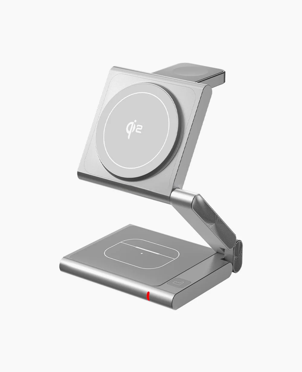 4-In-1Foldable Qi2-Certified Magsafe-Compatible Wireless Charger ( Titanium Silver )