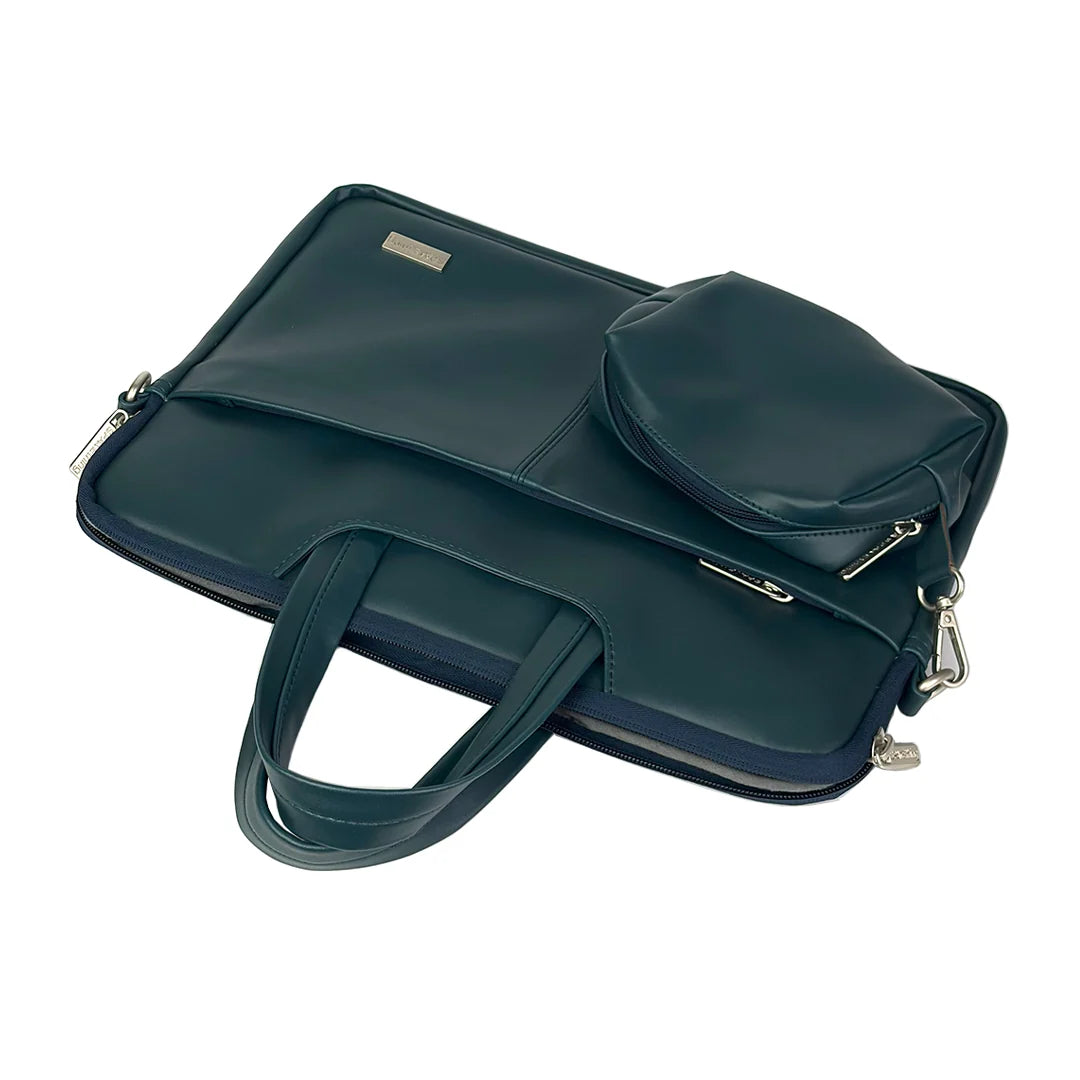 Spacething Helios Leather Laptop Bag With Free Tech Organiser Pouch | 13-14" Inches - Blue