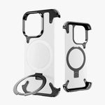 Transparent Frameless Armoured Case with Kickstand - Black iPhone 15 Pro
