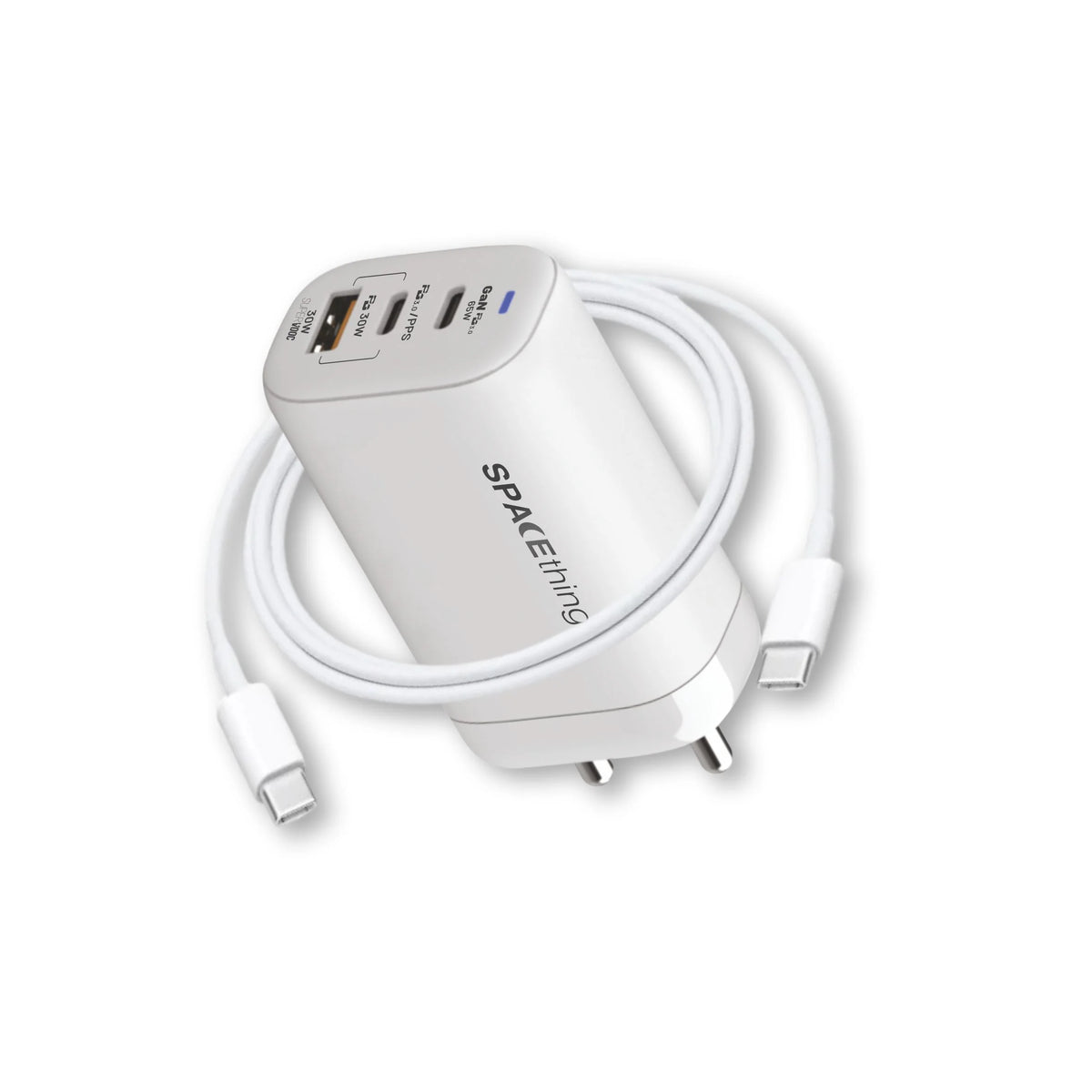 Spacething Omni Plus 95W GaN Charger PD&PPS 2-USB-C + 1-USB-A Ports Colour - White