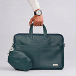 Spacething Helios Leather Laptop Bag With Free Tech Organiser Pouch | 13-14" Inches - Blue