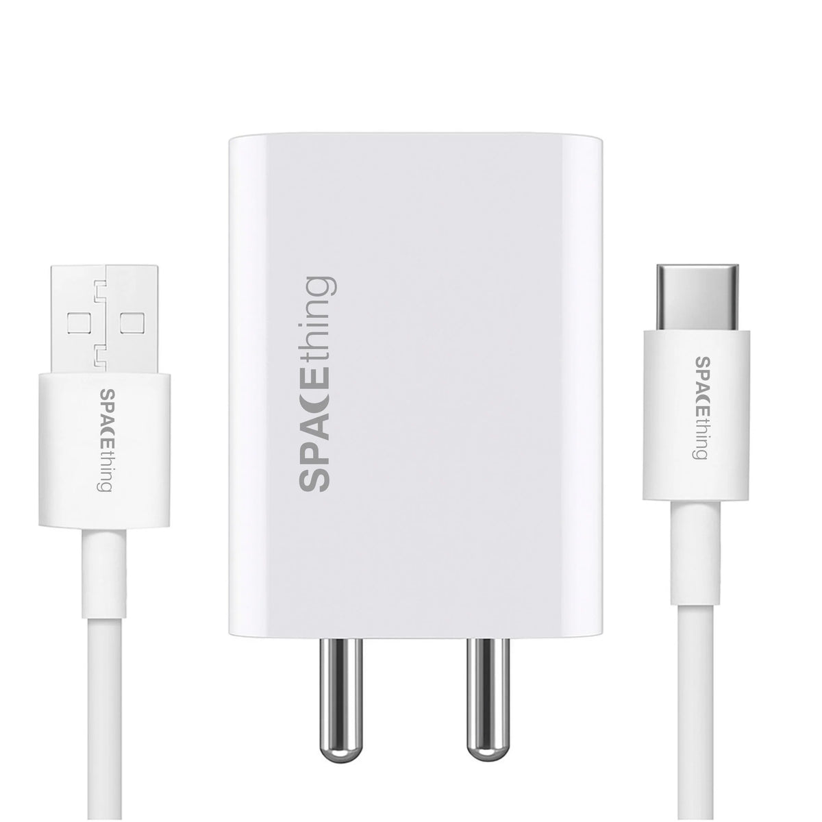 Spacething 80W Flash Plus Wall Charger With USB to C Cable - White