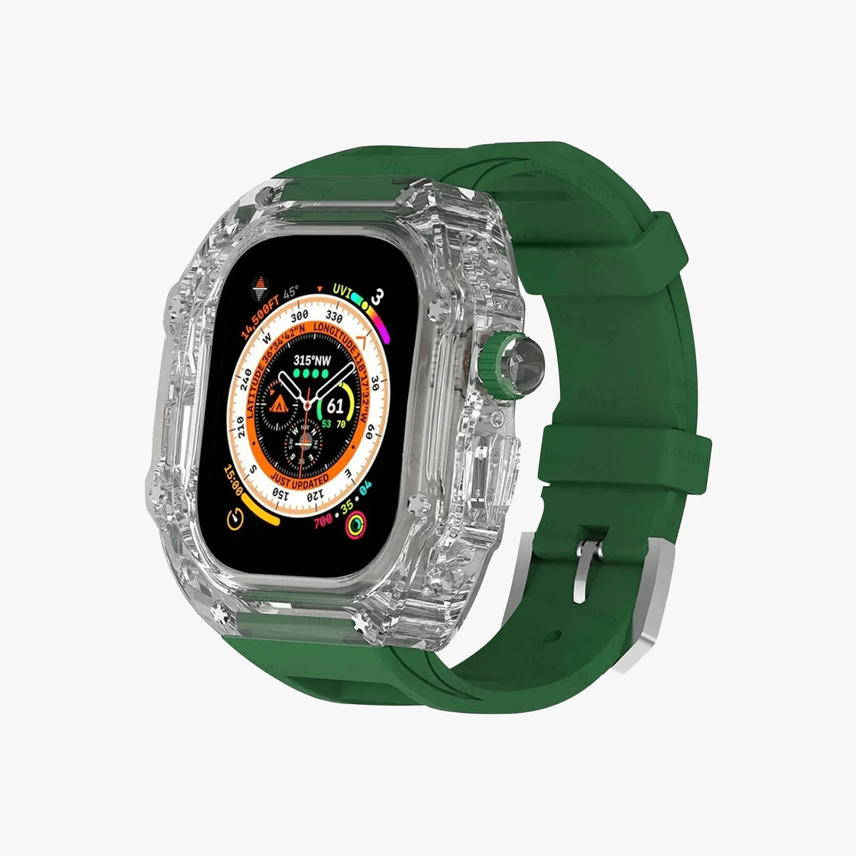 Luxury Richard Transparent Case - Green 45 MM
