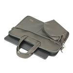 Spacething Helios Leather Laptop Bag With Free Tech Organiser Pouch | 13-14" Inches - Grey