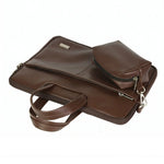 Spacething Helios Leather Laptop Bag With Free Tech Organiser Pouch | 13-14" Inches - Brown