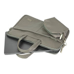 Spacething Helios Leather Laptop Bag With Free Tech Organiser Pouch | 13-14" Inches - Grey
