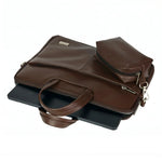Spacething Helios Leather Laptop Bag With Free Tech Organiser Pouch | 13-14" Inches - Brown