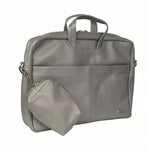 Spacething Helios Leather Laptop Bag With Free Tech Organiser Pouch | 13-14" Inches - Grey