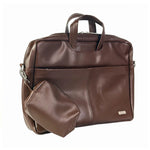 Spacething Helios Leather Laptop Bag With Free Tech Organiser Pouch | 13-14" Inches - Brown