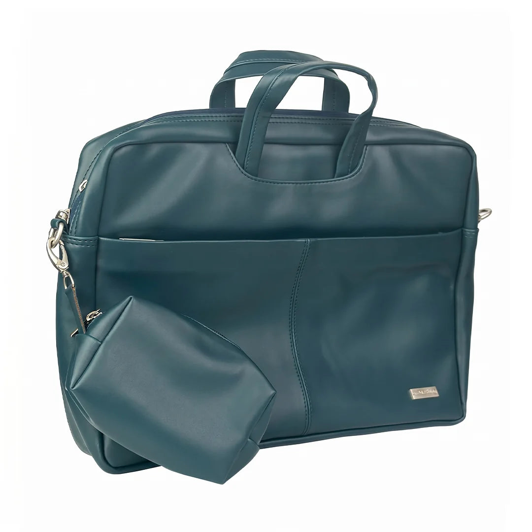 Spacething Helios Leather Laptop Bag With Free Tech Organiser Pouch | 13-14" Inches - Blue