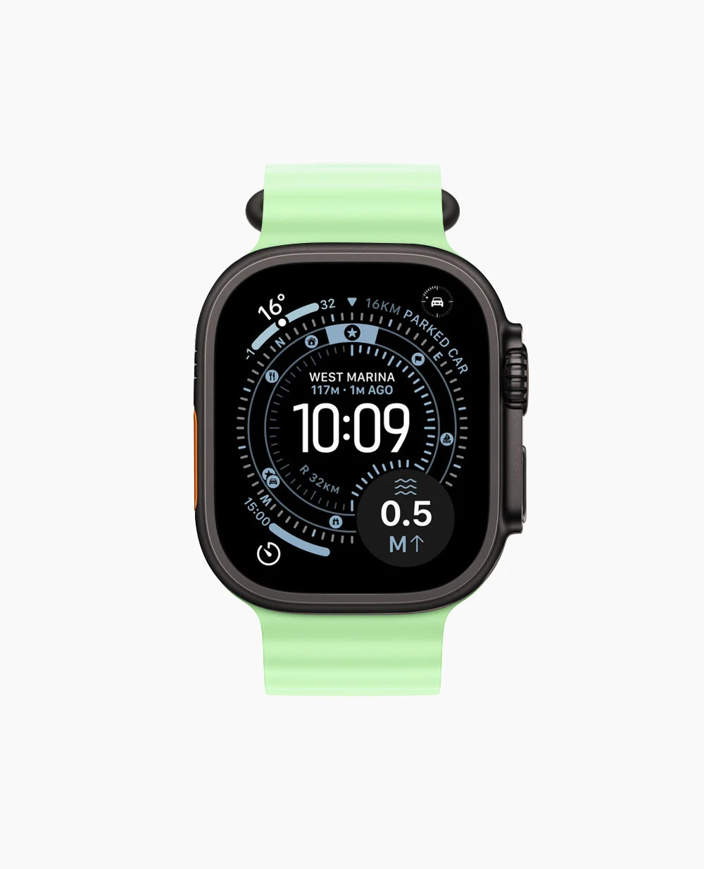 Neon Green Ocean Band - Black Titanium Finish