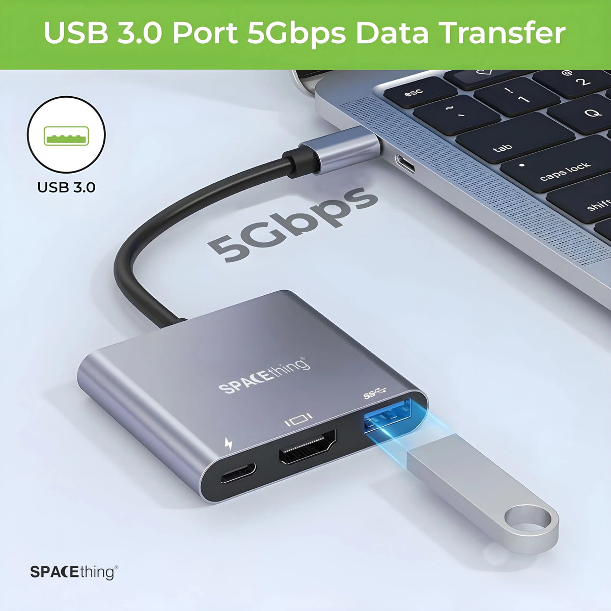Spacething Linker 3-in-1 USB-C Hub - Grey
