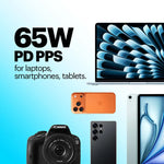 Zeno 65W GaN Wall Charger with USB-C Port & Built-in Retractable Type-C Cable