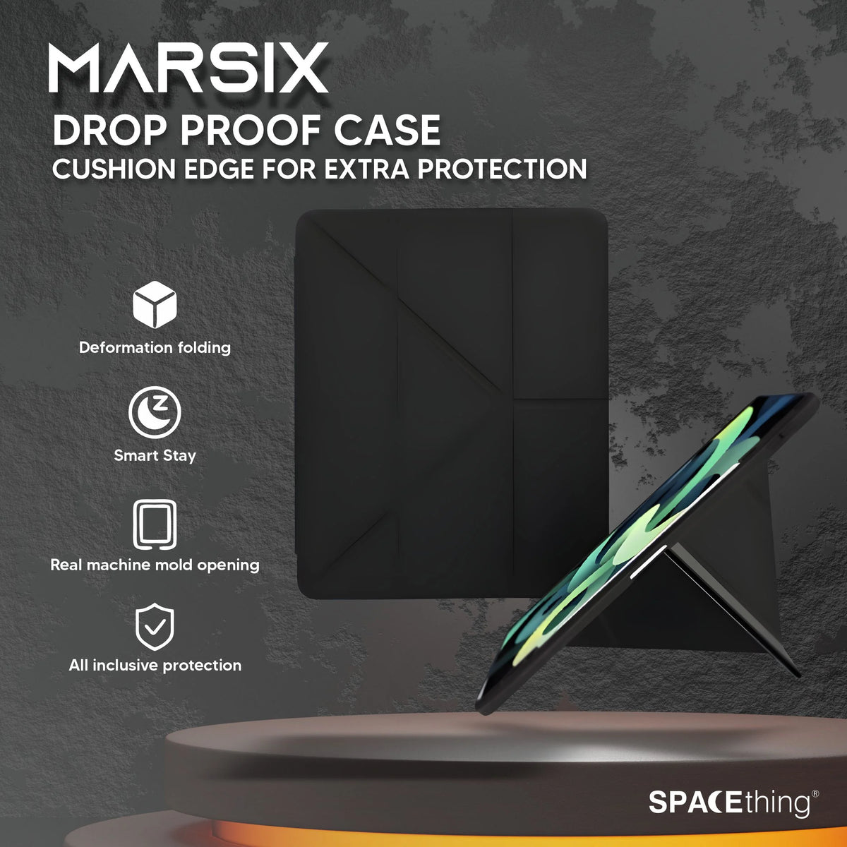 Spacething Marsix Anti-bacterial Drop Proof Case | iPad Air M2 - Black