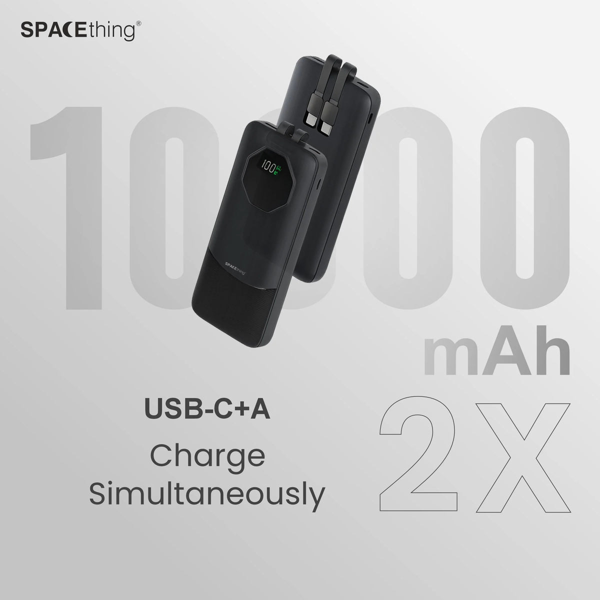 Spacething Nairo 10000 MAH 3 IN 1 PD 22.5W Power Bank - Black