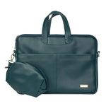 Spacething Helios Leather Laptop Bag With Free Tech Organiser Pouch | 13-14" Inches - Blue