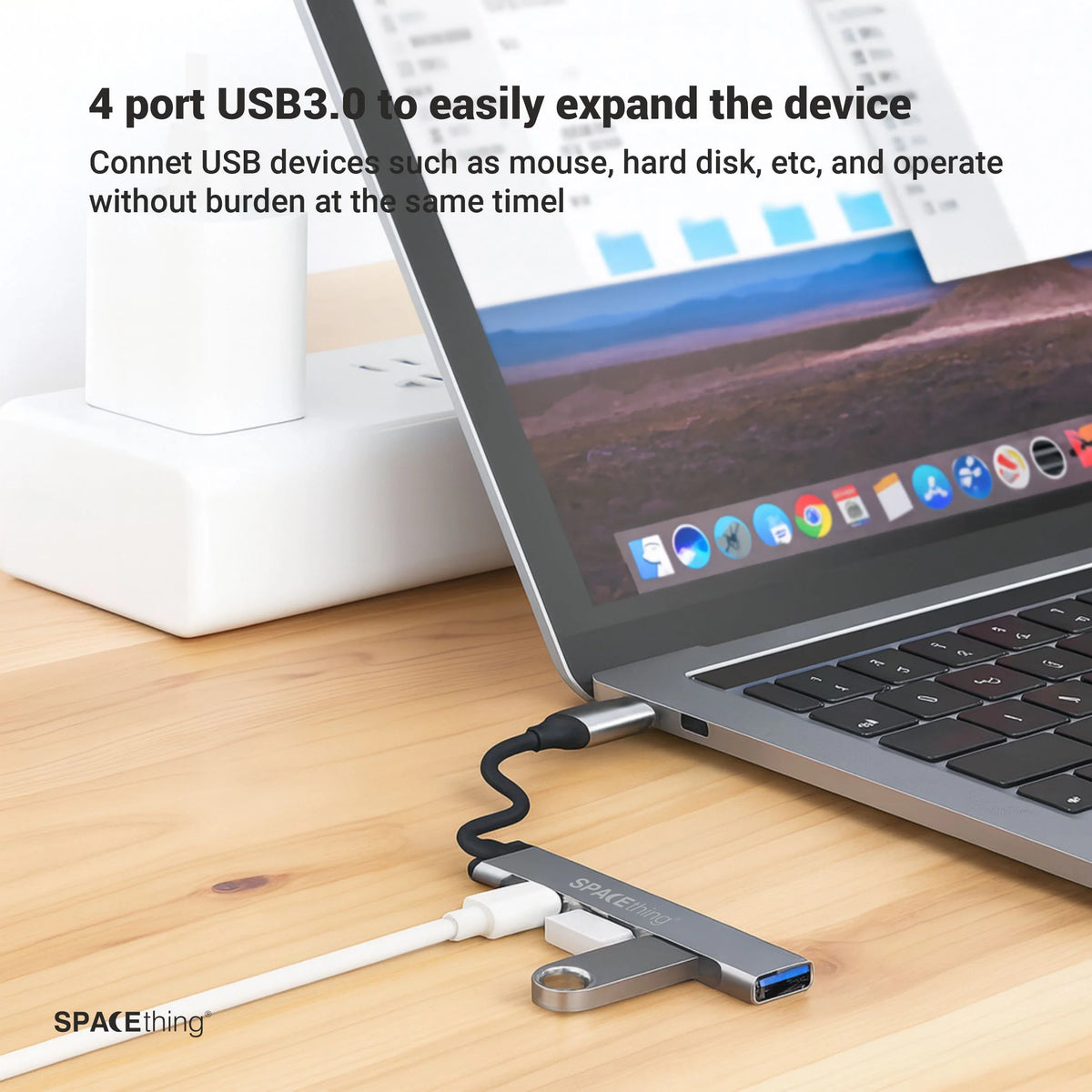 Spacething Linker 4-in-1 USB-C Hub – Grey