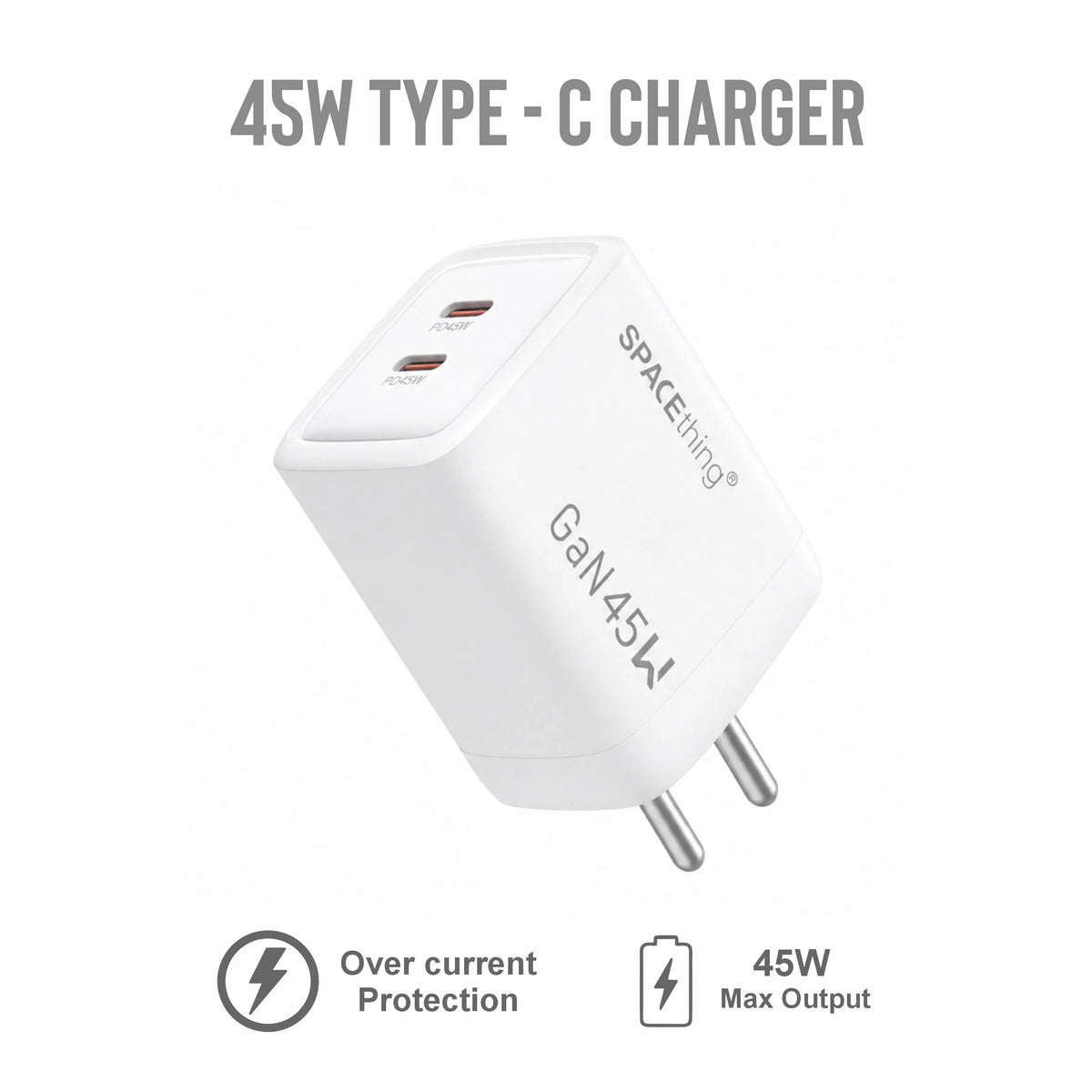 Spacething Prime GaN 45W 2C Fast Charger - White