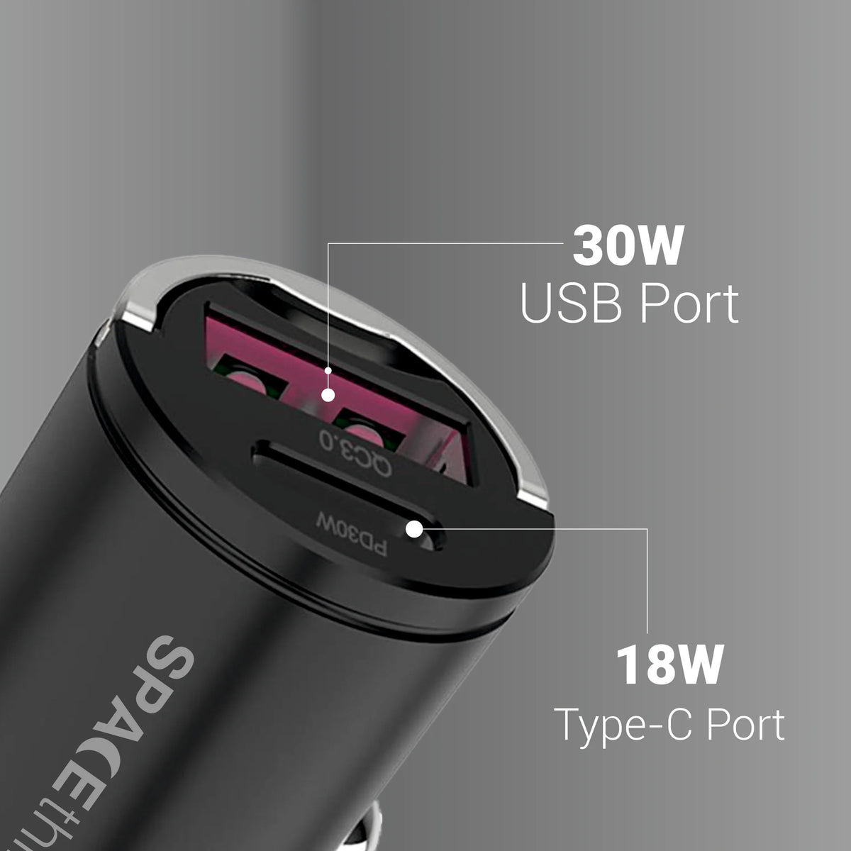 Spacething Speed Mini 48W Car Charger Colour - Black