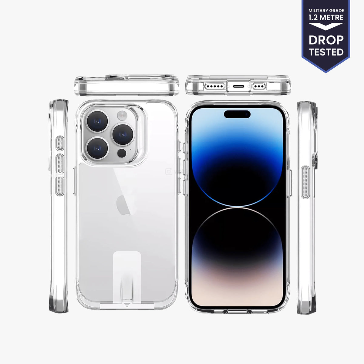 Premium Clear Case with Aluminium Stand iPhone 14 Pro