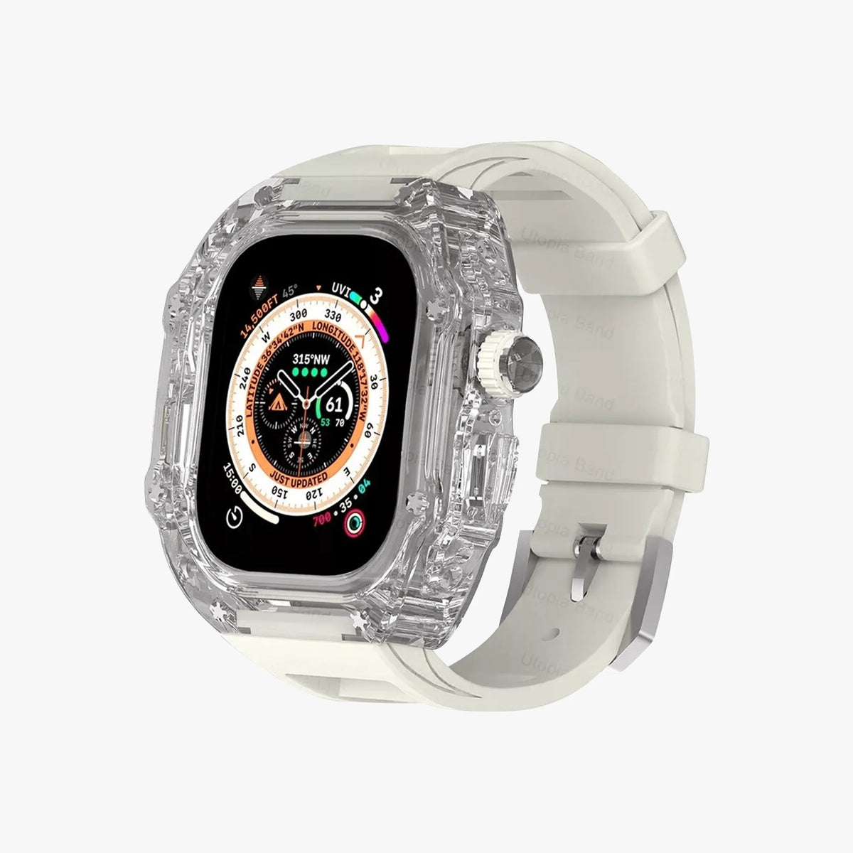 Luxury Richard Transparent Case - White 45 MM