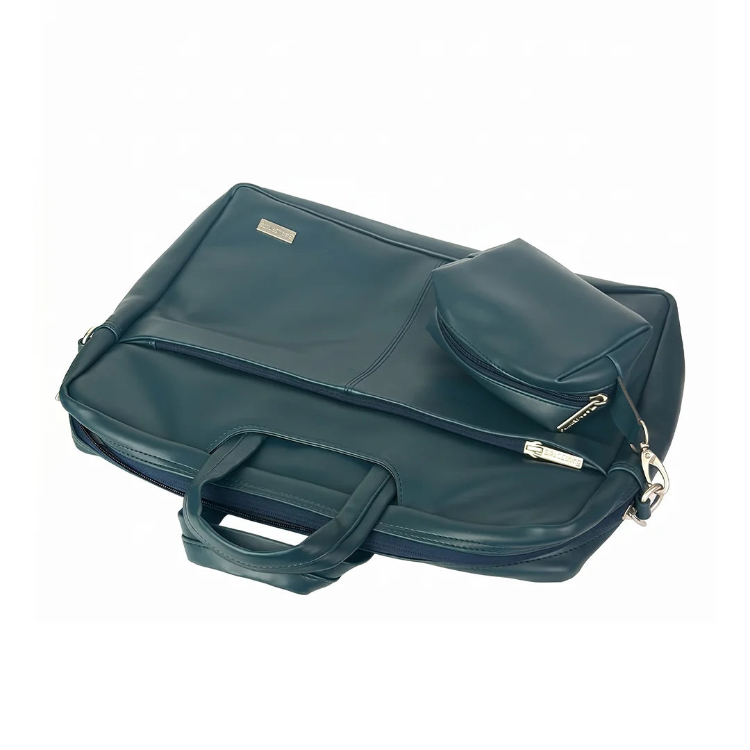 Spacething Helios Leather Laptop Bag With Free Tech Organiser Pouch | 13-14" Inches - Blue