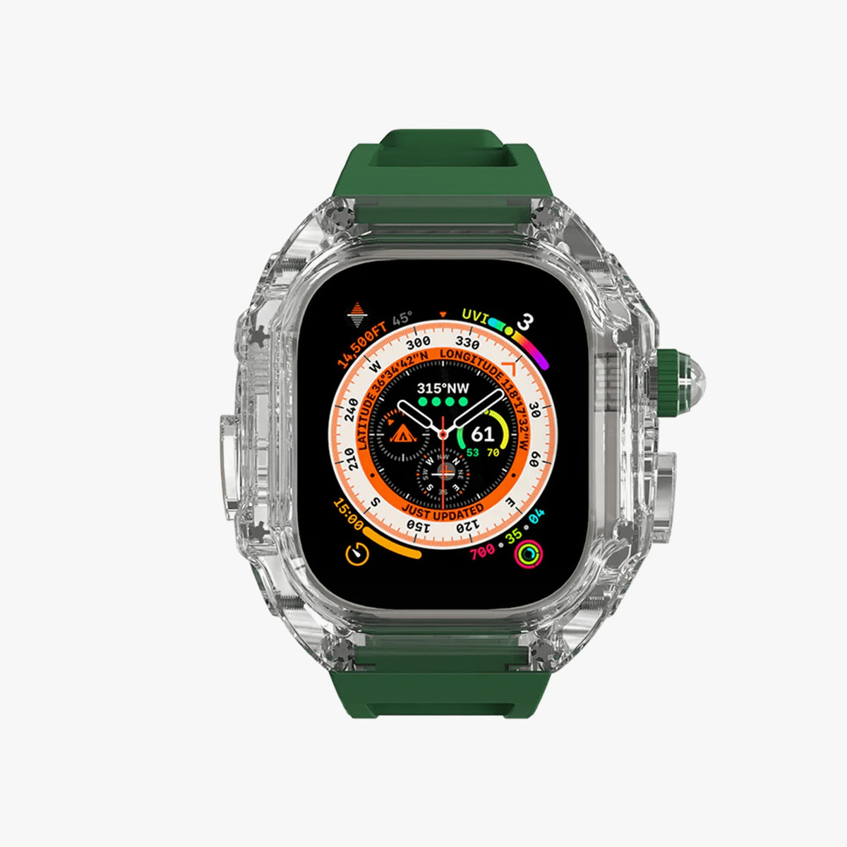 Luxury Richard Transparent Case - Green 45 MM