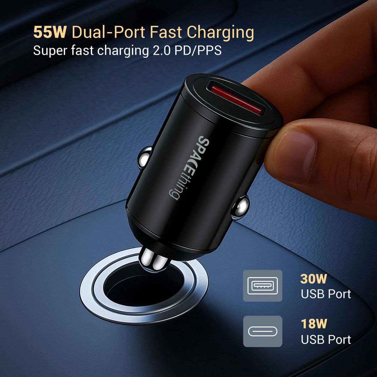 Spacething Speed Mini 48W Car Charger Colour - Black
