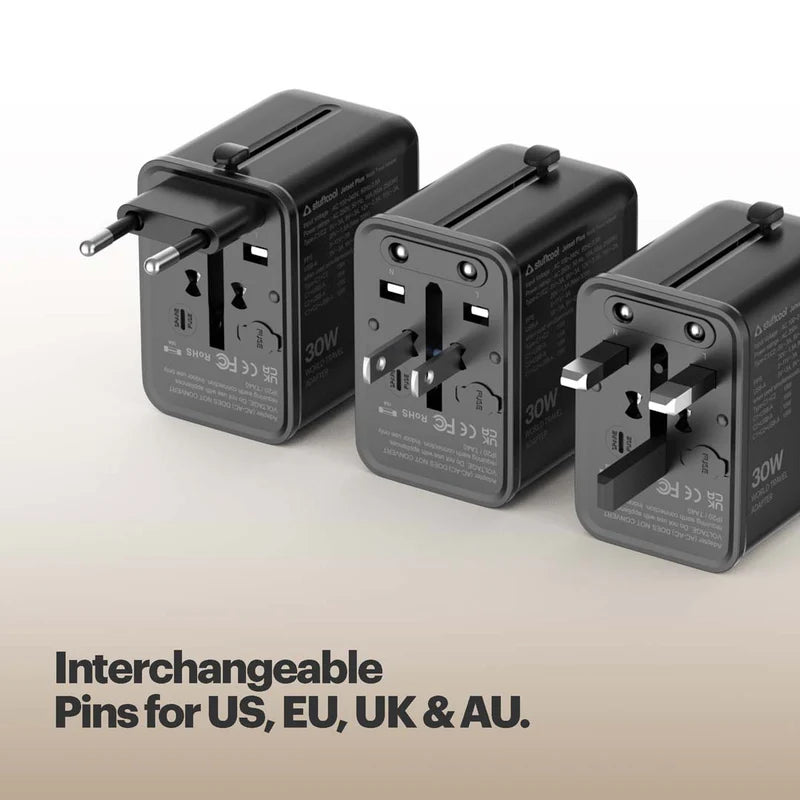 Jetset Plus Universal World Travel Adapter with PD 30W Type-C Port