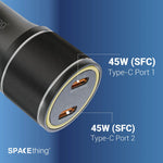 Spacething Orbis 90W Dual Type - C Car Charger - Black