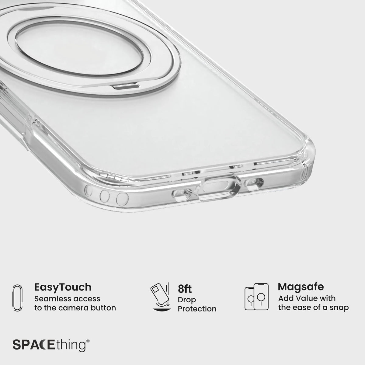Spacething Marsix 360° Stand Case for iPhone 17 Air - Clear