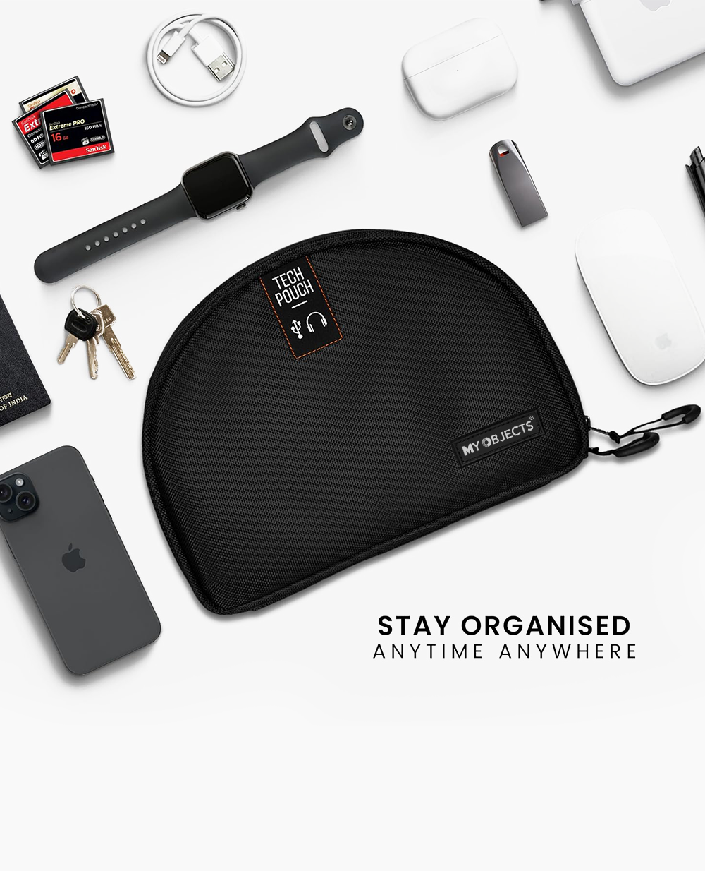 Tech Pouch : The All-in-One Waterproof Travel Organizer - Black