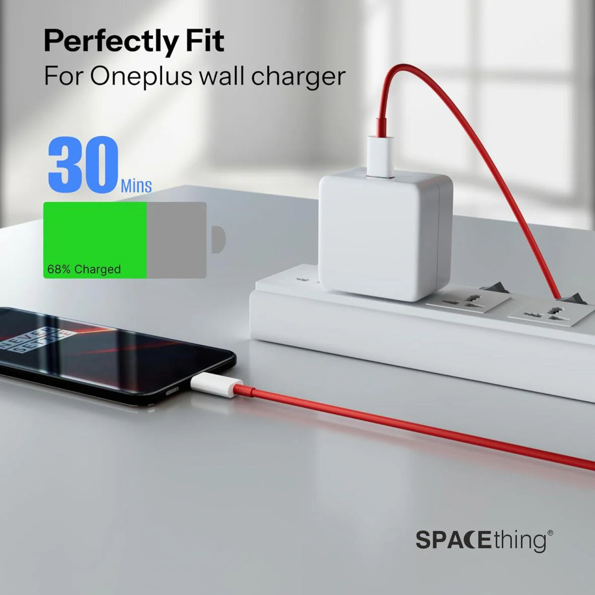 Spacething SuperVOOC 100W USB-A to Type-C Multi-Protocol Cable - Red