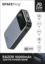 Spacething Razor 10000MAH PD/PPS 33W Power Bank- Grey