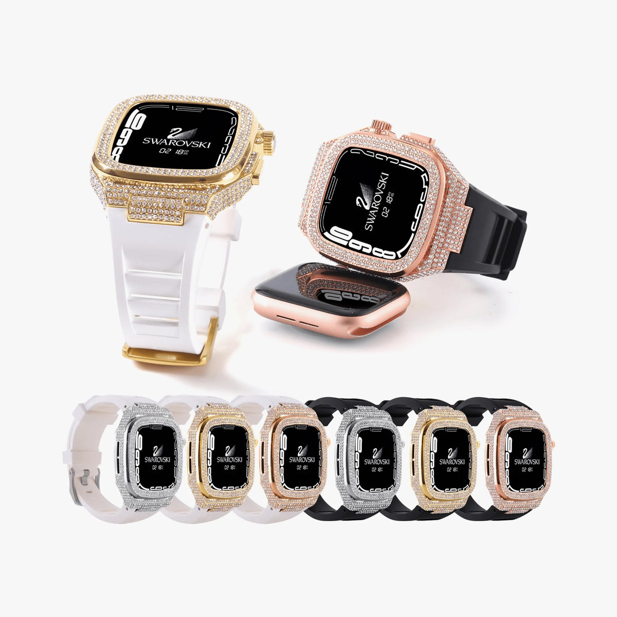 44/45mm Luxury Bling Metal Watch Case Alloy - Silver